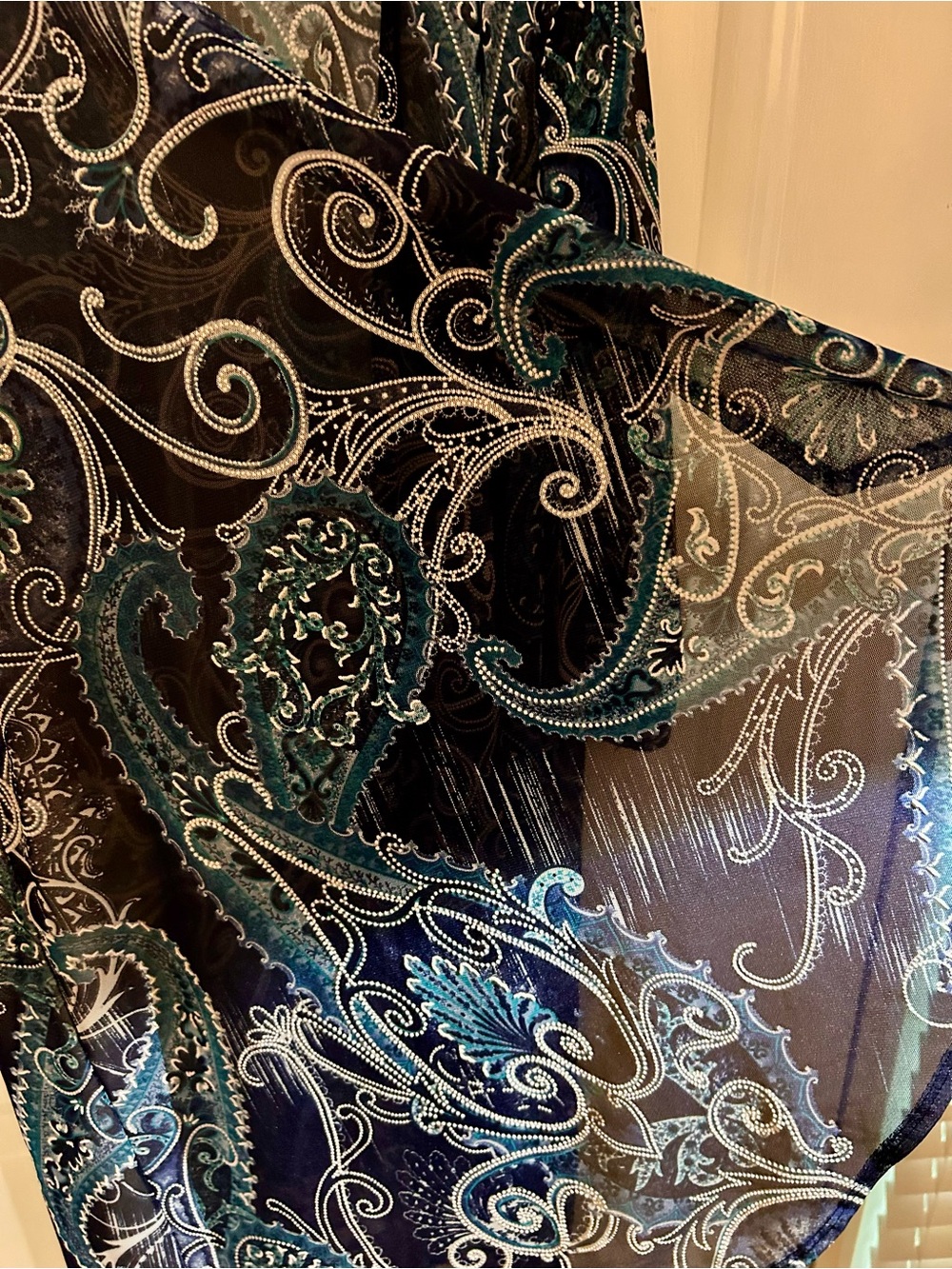 R&M Richards Navy and Teal Paisley Layered Dress Set - Picture 11 of 13